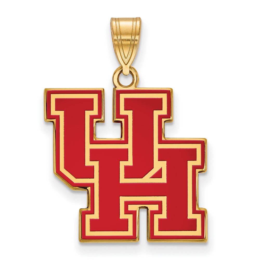 14k Gold Plated Silver U. of Houston Enamel 'UH' Pendant