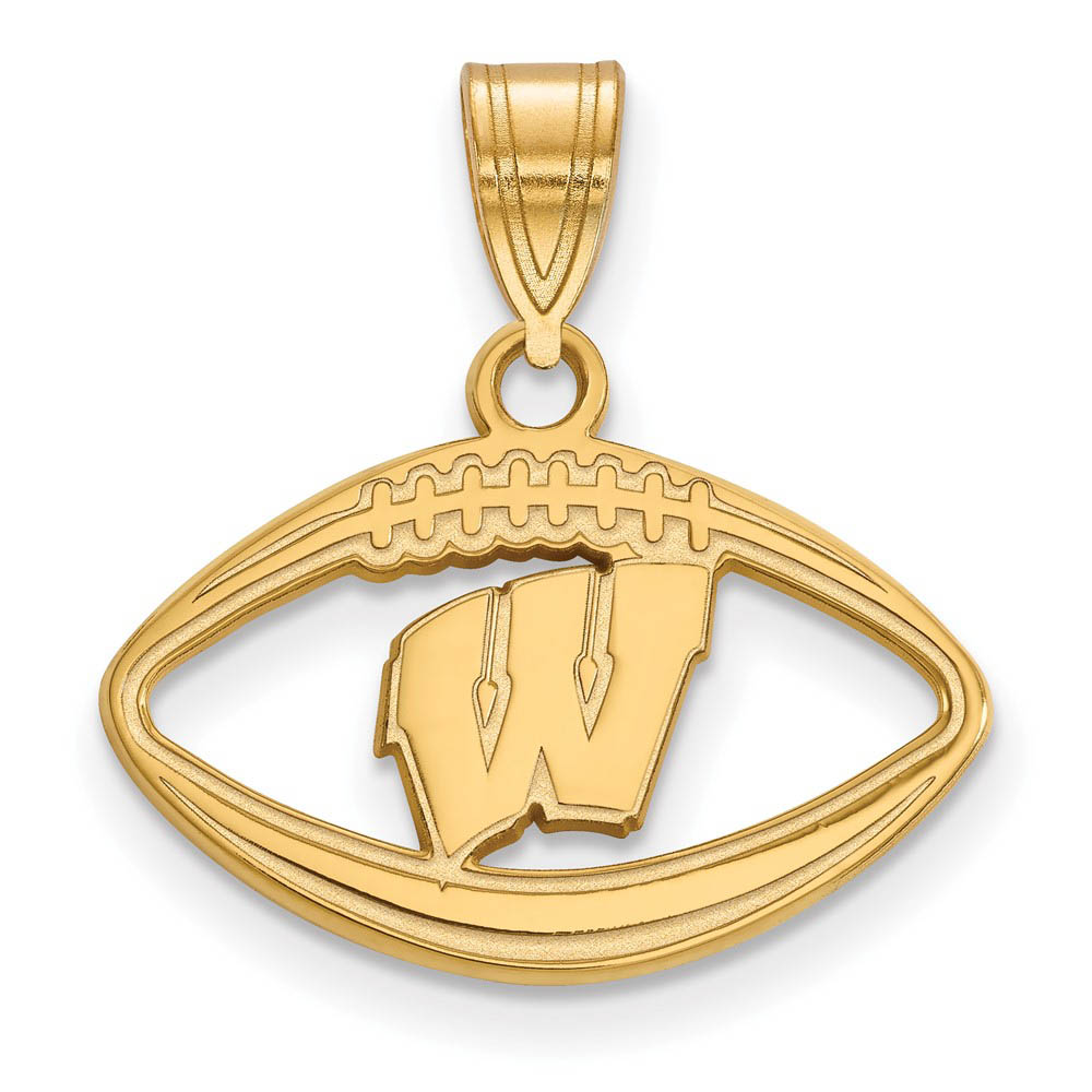 14k Gold Plated Silver U. of Wisconsin Football Pendant