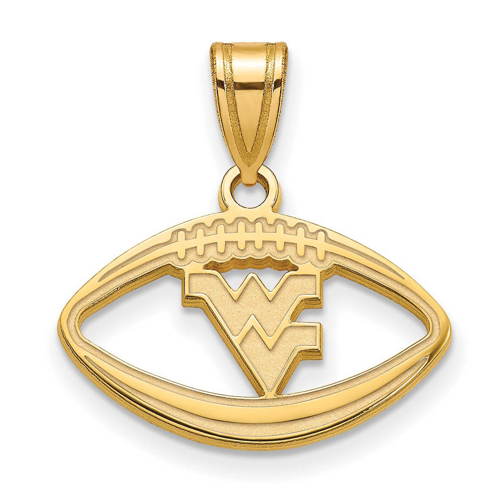 14k Gold Plated Silver West Virginia U. Logo Football Pendant