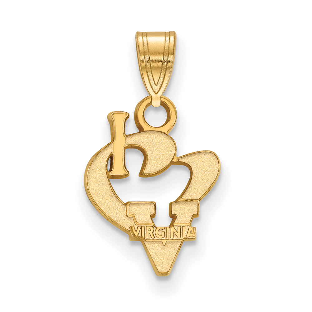 14k Gold Plated Silver U. of Virginia I Love 'V' Logo Pendant