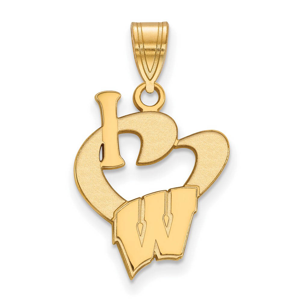 14k Gold Plated Silver U. of Wisconsin I Love Logo Pendant