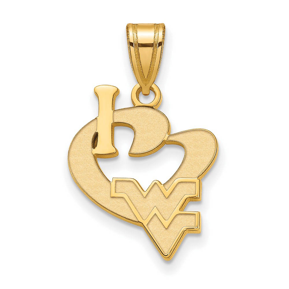 14k Gold Plated Silver West Virginia U. I Love Logo Pendant