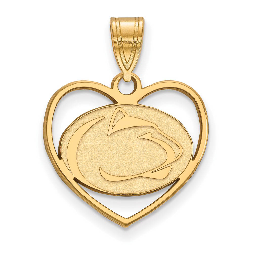 14k Gold Plated Silver Penn State Heart Pendant