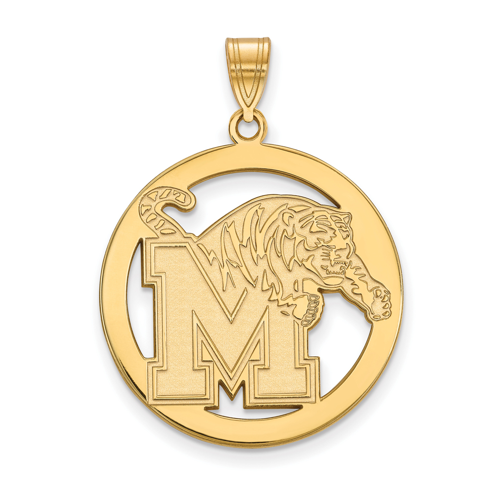 14k Gold Plated Silver U. of Memphis Logo Circle Pendant