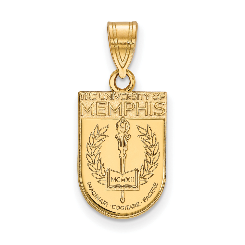 14k Gold Plated Silver U. of Memphis Crest Shield Pendant
