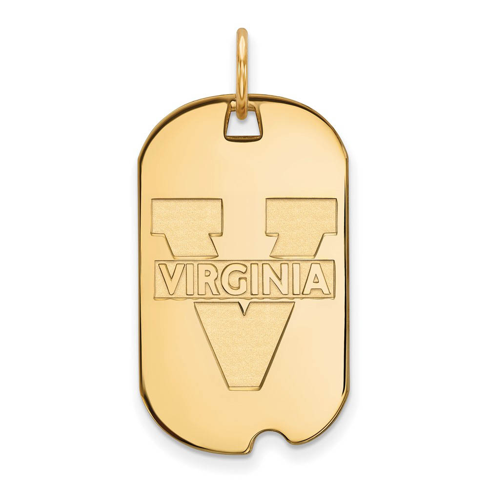 14k Gold Plated Silver U. of Virginia 'V' Logo Dog Tag Pendant