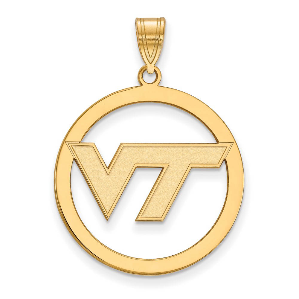 14k Gold Plated Silver Virginia Tech Logo Circle Pendant