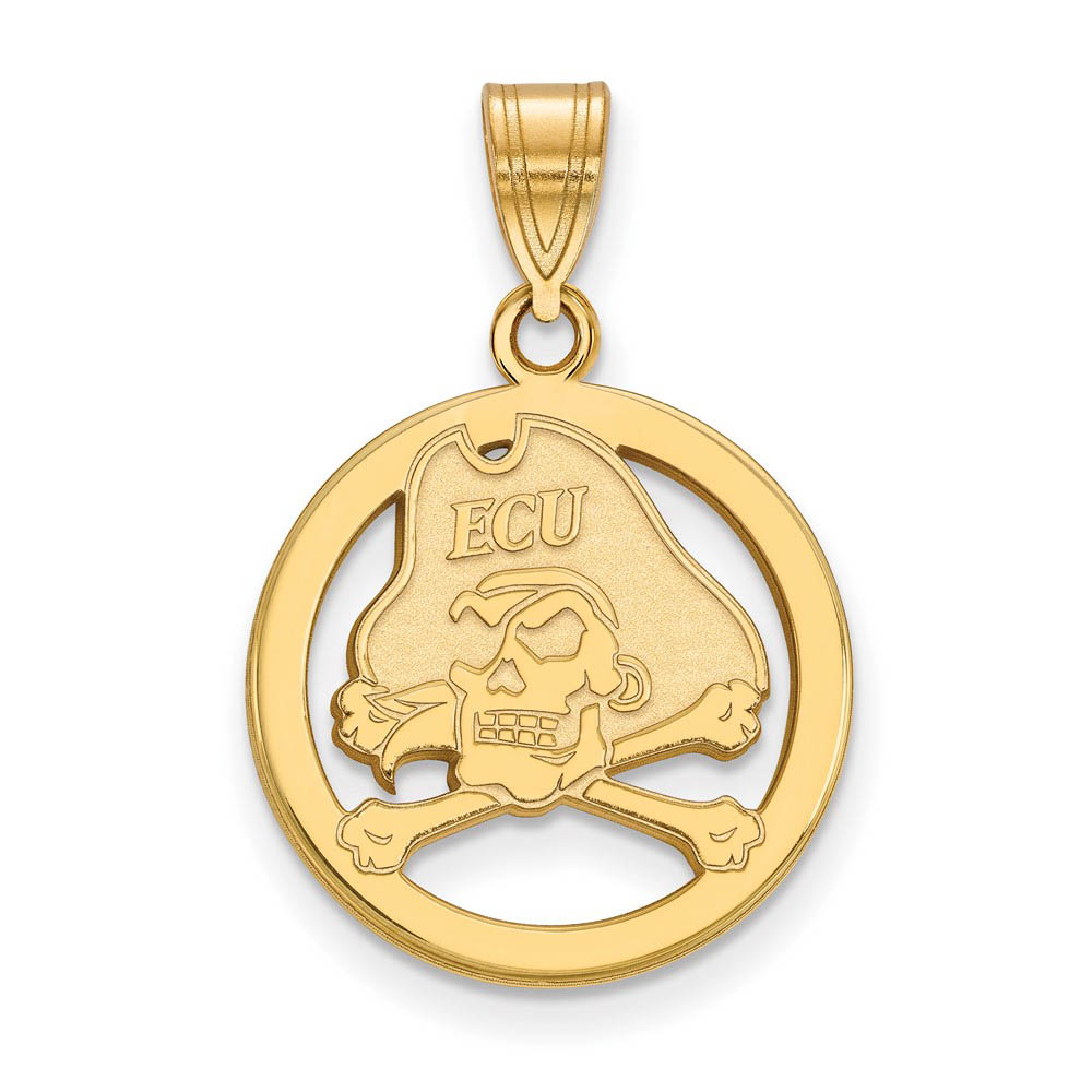 14k Gold Plated Silver East Carolina U Circle Pendant