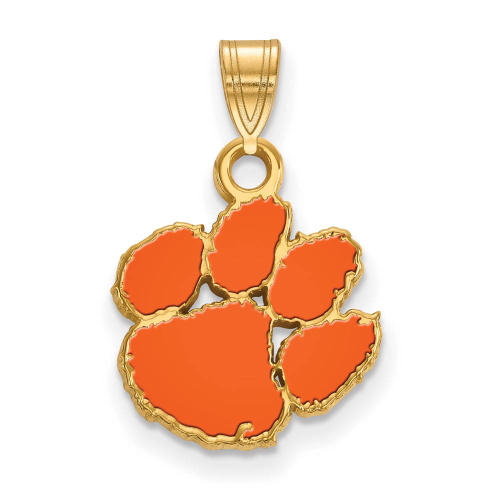 14k Gold Plated Silver Clemson U Enamel Pendant