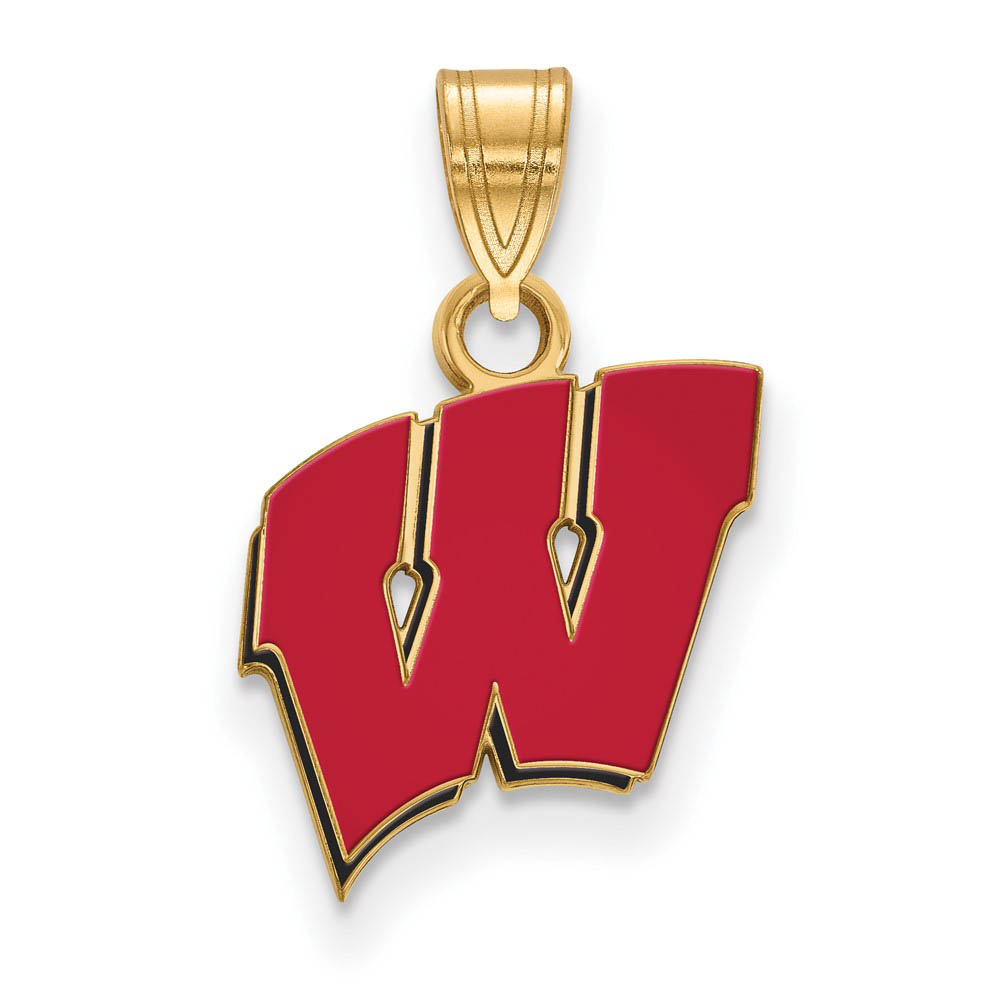 14k Gold Plated Silver U. of Wisconsin Enamel 'W' Pendant