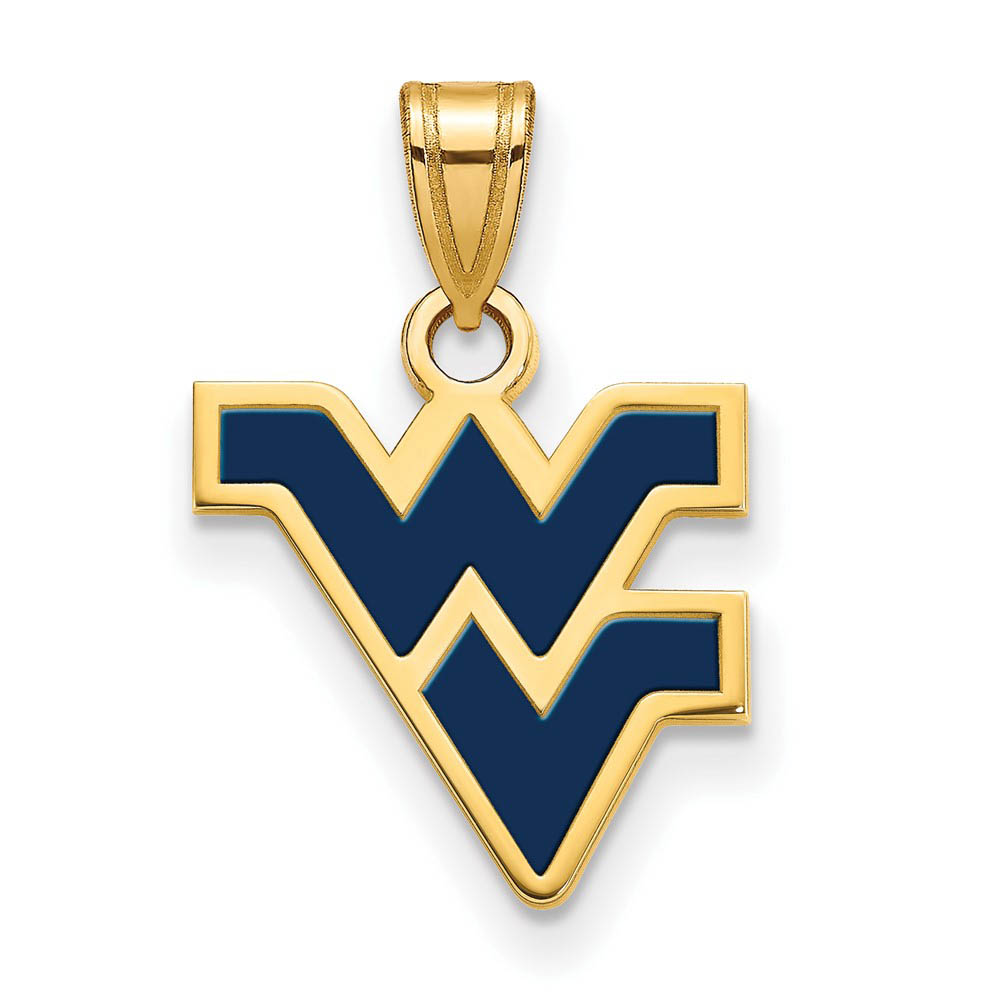 14k Gold Plated Silver West Virginia U. Enamel Logo Pendant