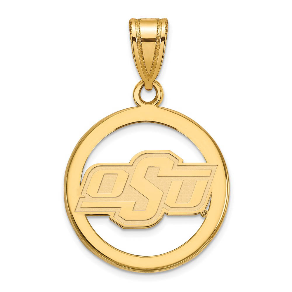 14k Gold Plated Silver Oklahoma State Circle Pendant