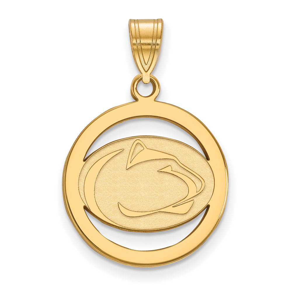 14k Gold Plated Silver Penn State MD Circle Pendant