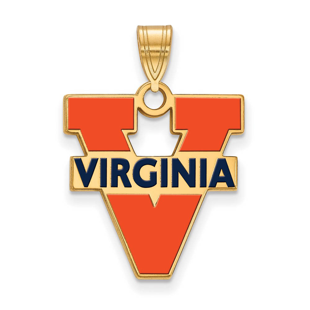 14k Gold Plated Silver U. of Virginia 'V' Logo Enamel Pendant