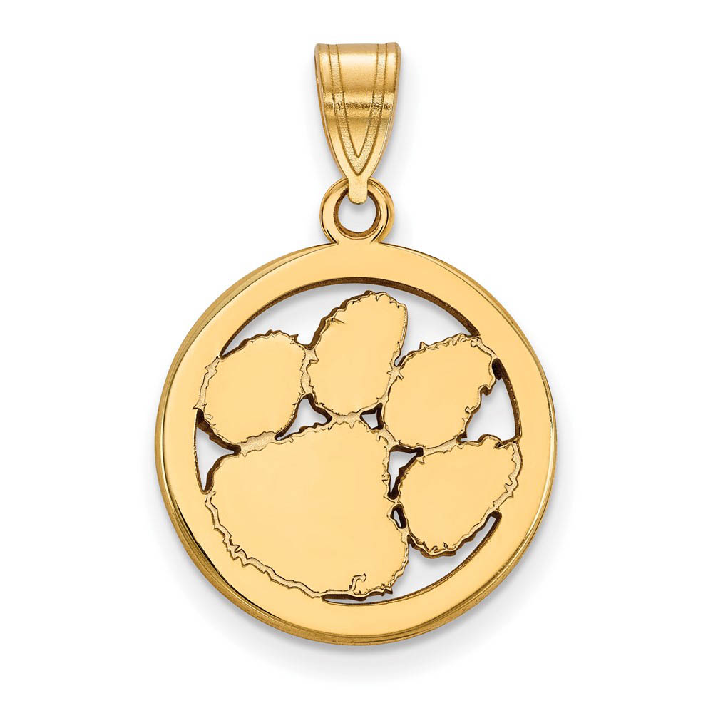 14k Gold Plated Silver Clemson U Circle Pendant