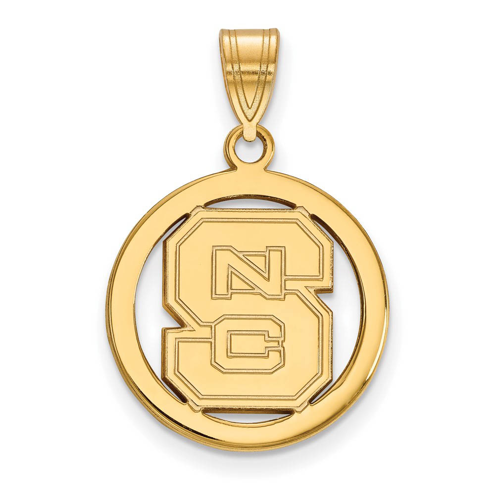 14k Gold Plated Silver North Carolina State 'NCS' Circle Pendant
