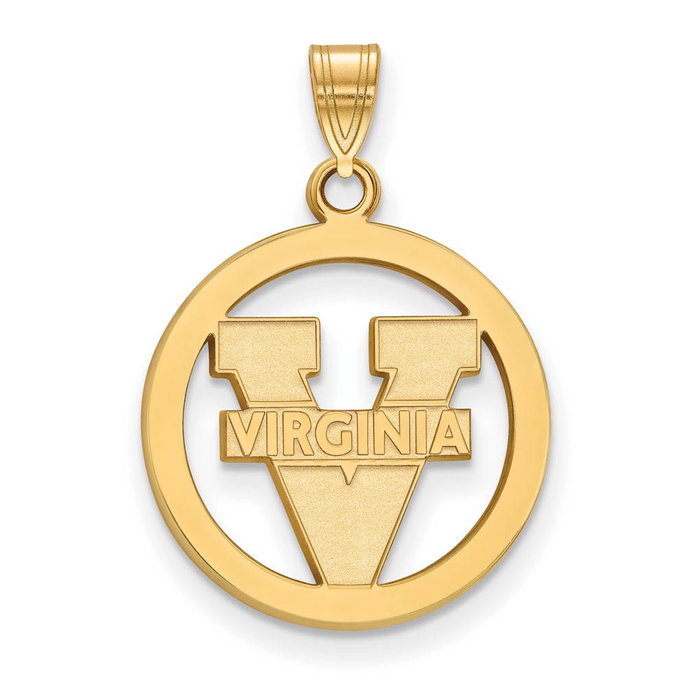 14k Gold Plated Silver U. of Virginia SM 'V' Logo Circle Pendant