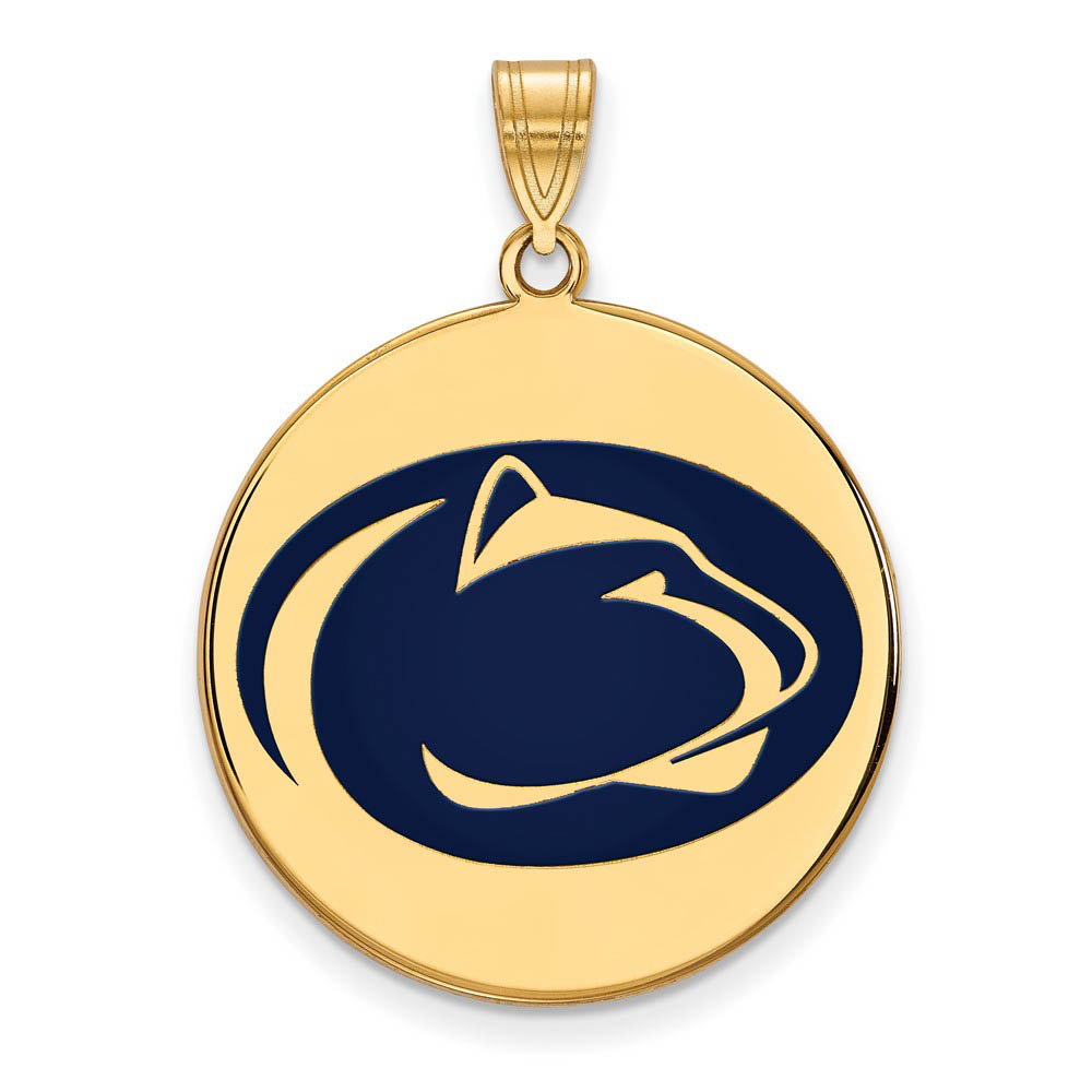 14k Gold Plated Silver Penn State Enamel Logo Disc Pendant