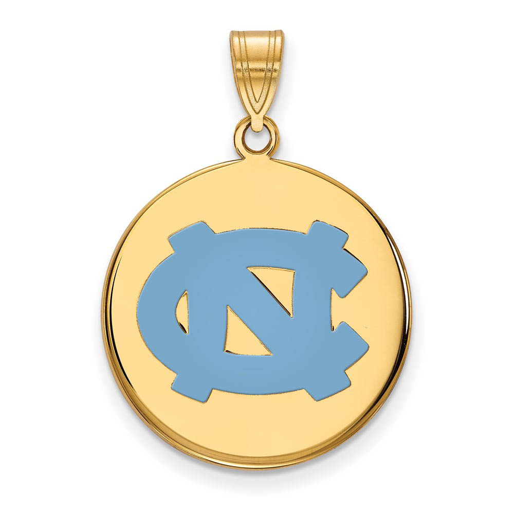 14k Gold Plated Silver North Carolina Enamel Disc Pendant