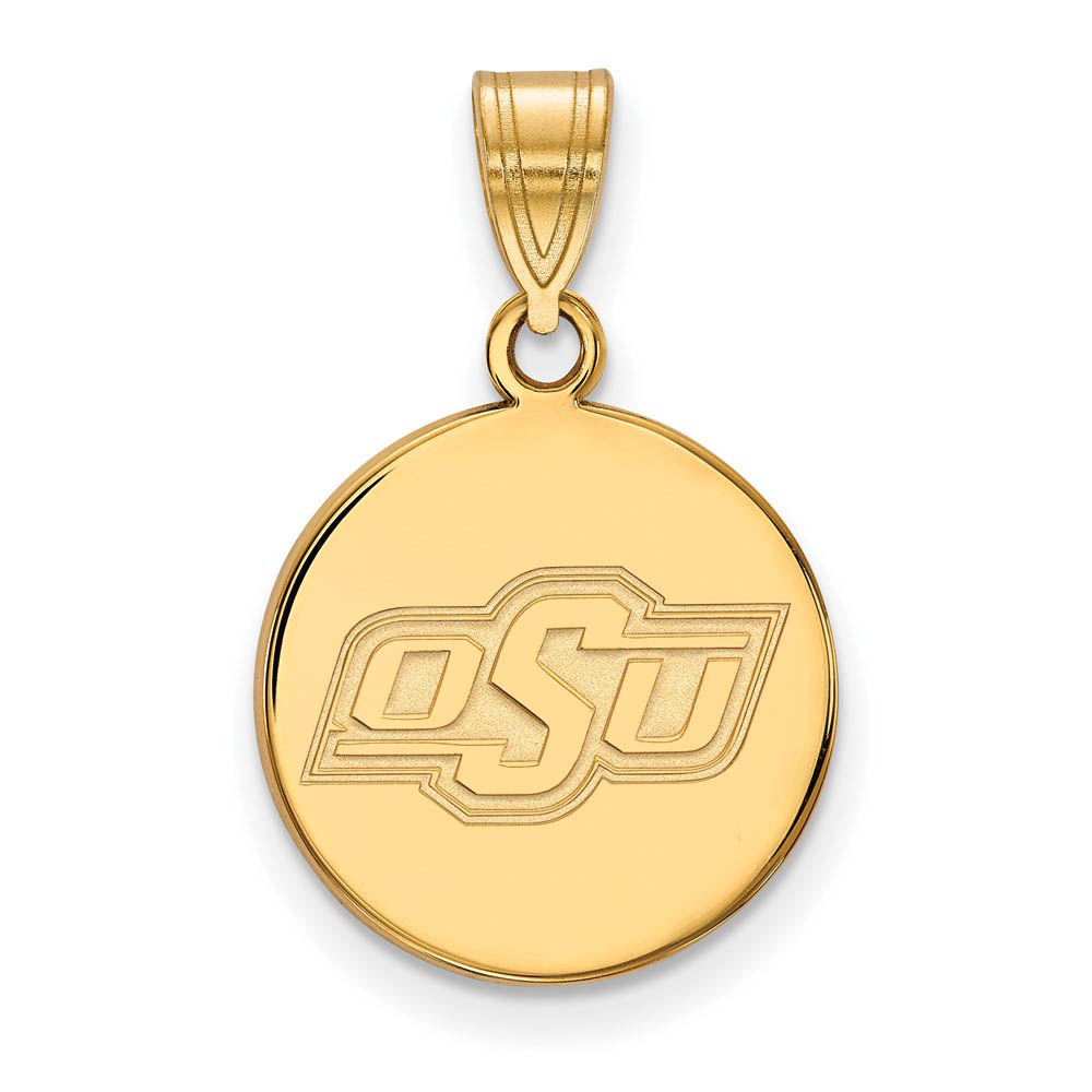 14k Gold Plated Silver Oklahoma State Disc Pendant