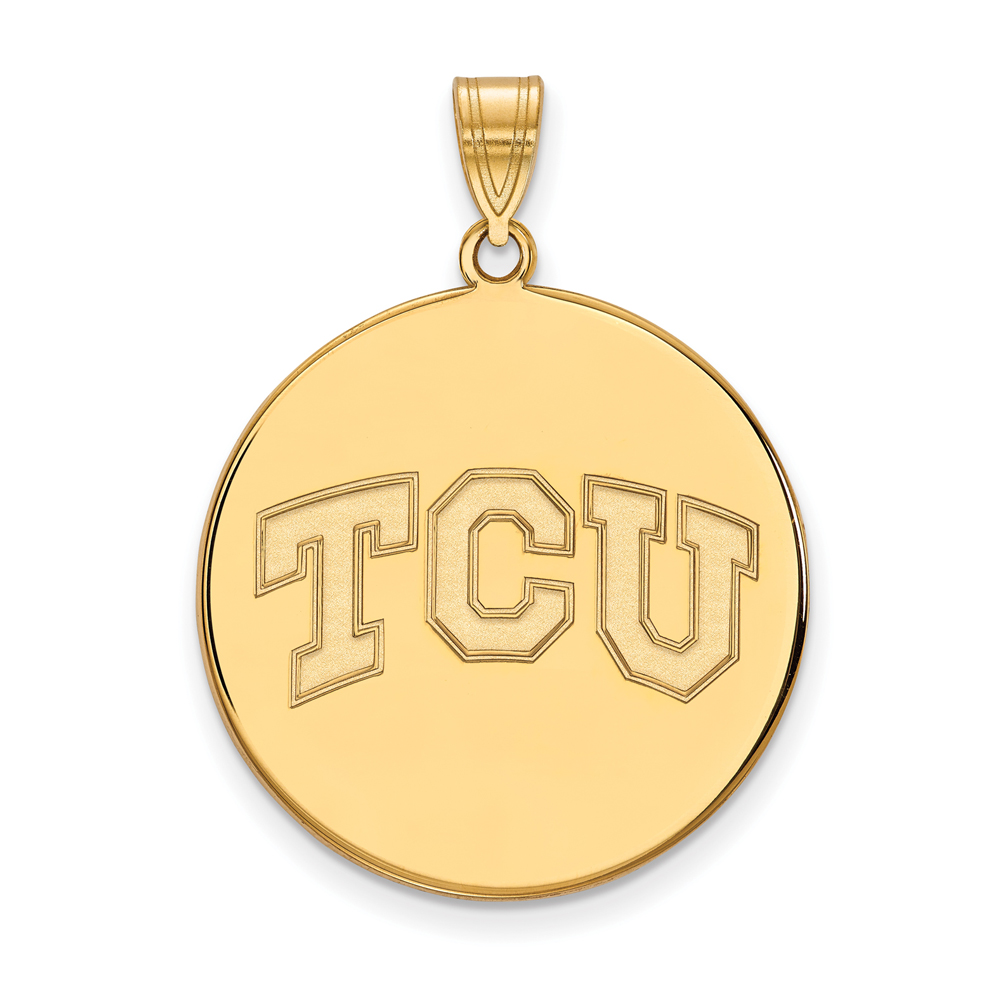 14k Gold Plated Silver Texas Christian U. 'TCU' Disc Pendant