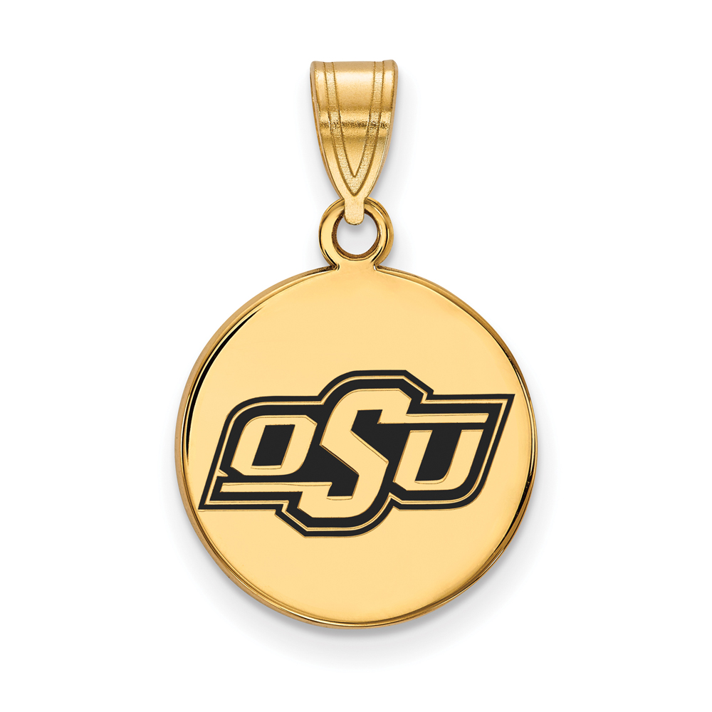 14k Gold Plated Silver Oklahoma State Enamel Disc Pendant