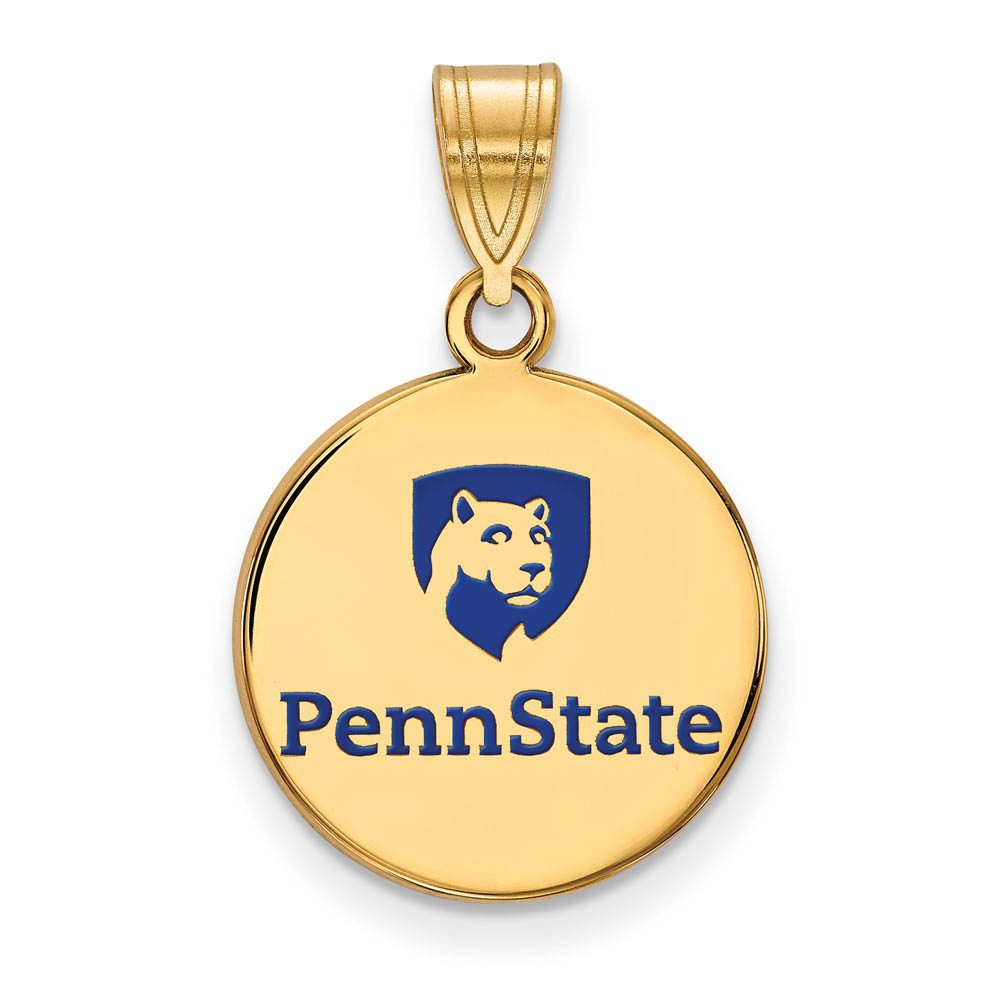 14k Gold Plated Silver Penn State Enamel Disc Pendant