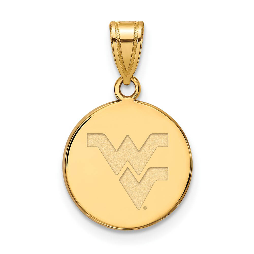 14k Gold Plated Silver West Virginia U. Logo Disc Pendant