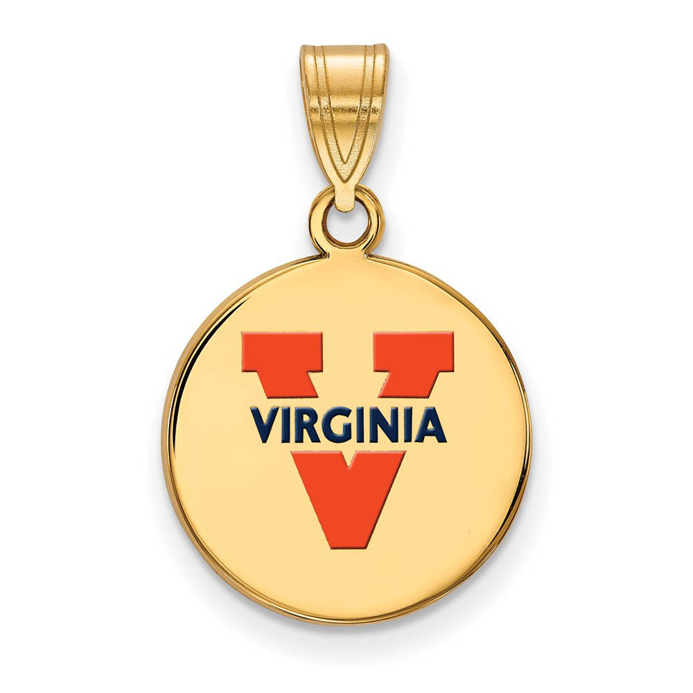 14k Gold Plated Silver U. of Virginia 'V' Enamel Disc Pendant