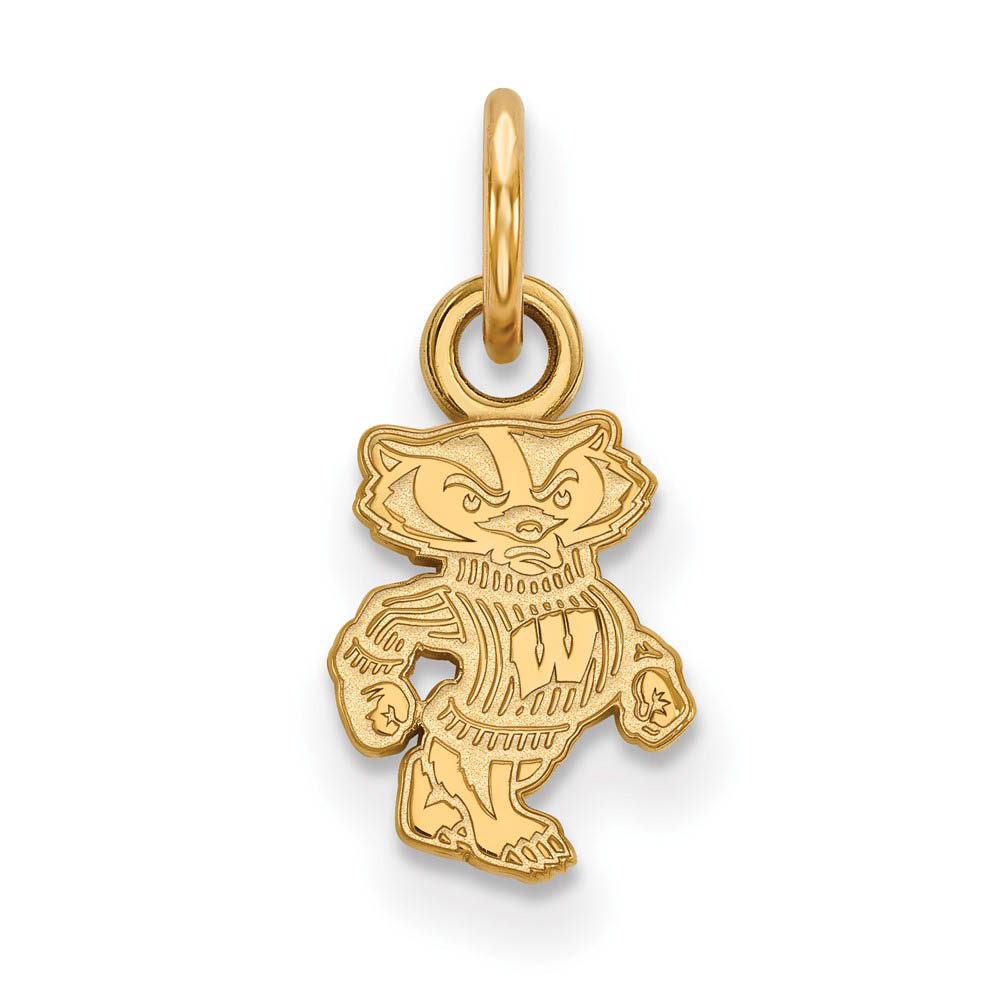 14k Gold Plated Silver U. of Wisconsin (Tiny) Badgers Charm Pendant