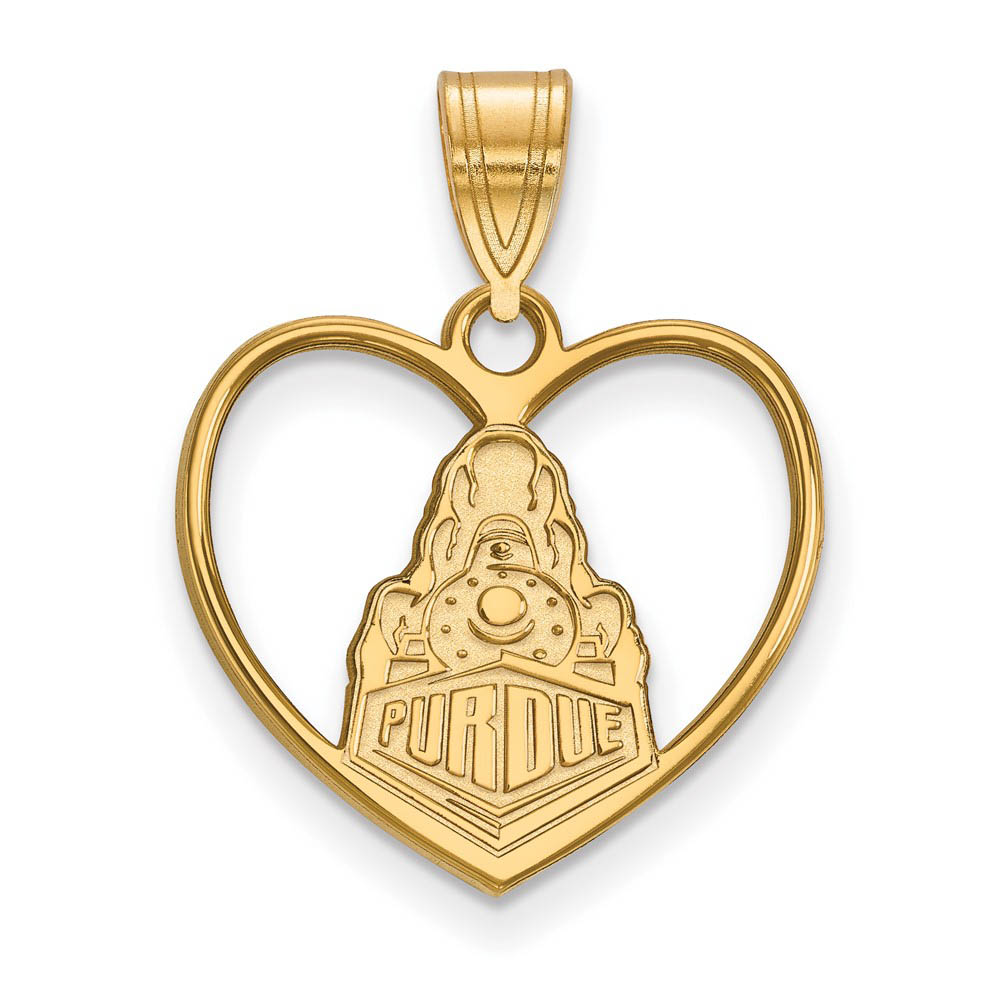 14k Gold Plated Silver Purdue Logo Heart Pendant