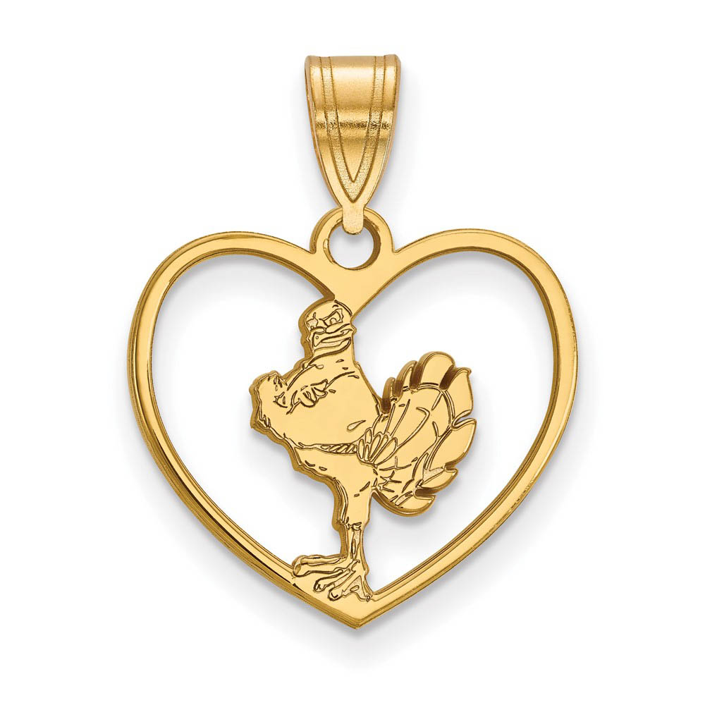 14k Gold Plated Silver Virginia Tech Mascot Logo Heart Pendant