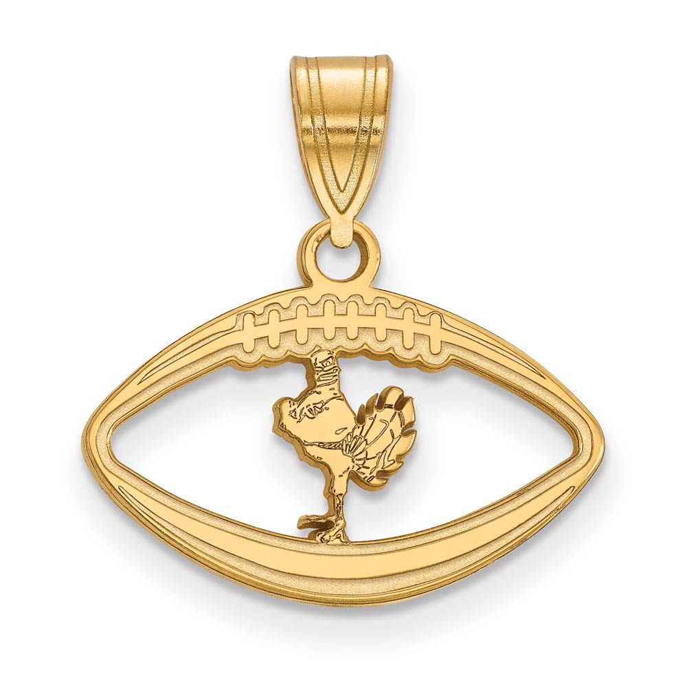 14k Gold Plated Silver Virginia Tech Mascot Logo Football Pendant