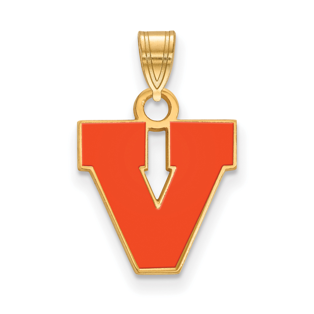 14k Gold Plated Silver U. of Virginia 'V' Enamel Pendant