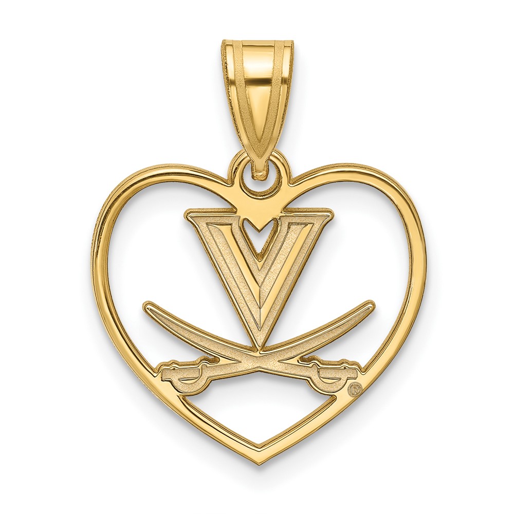 14k Gold Plated Silver U. of Virginia Logo Heart Pendant