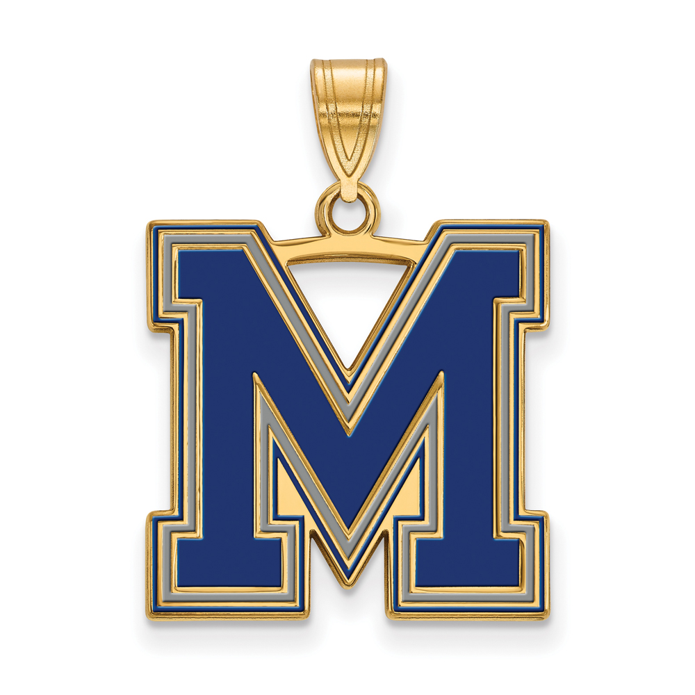 14k Gold Plated Silver U. of Memphis Enamel Pendant