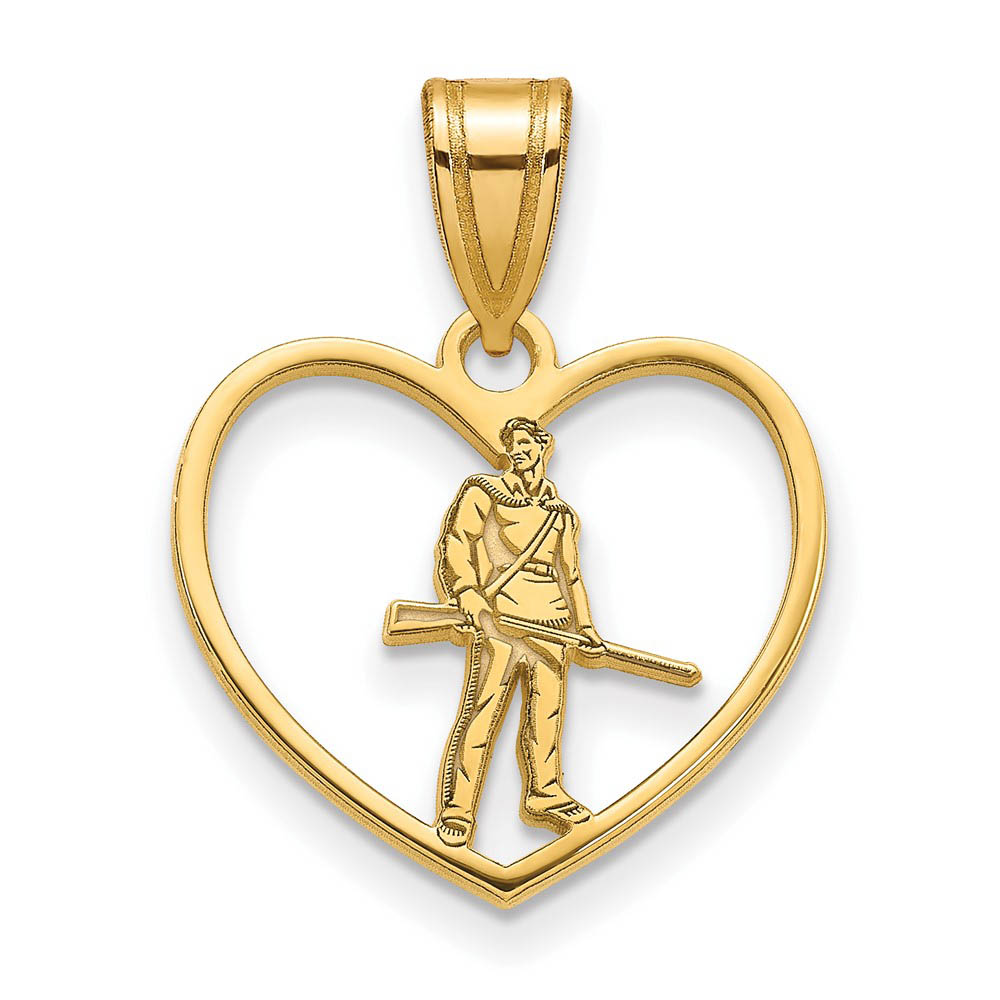 14k Gold Plated Silver West Virginia U. Mascot Heart Pendant