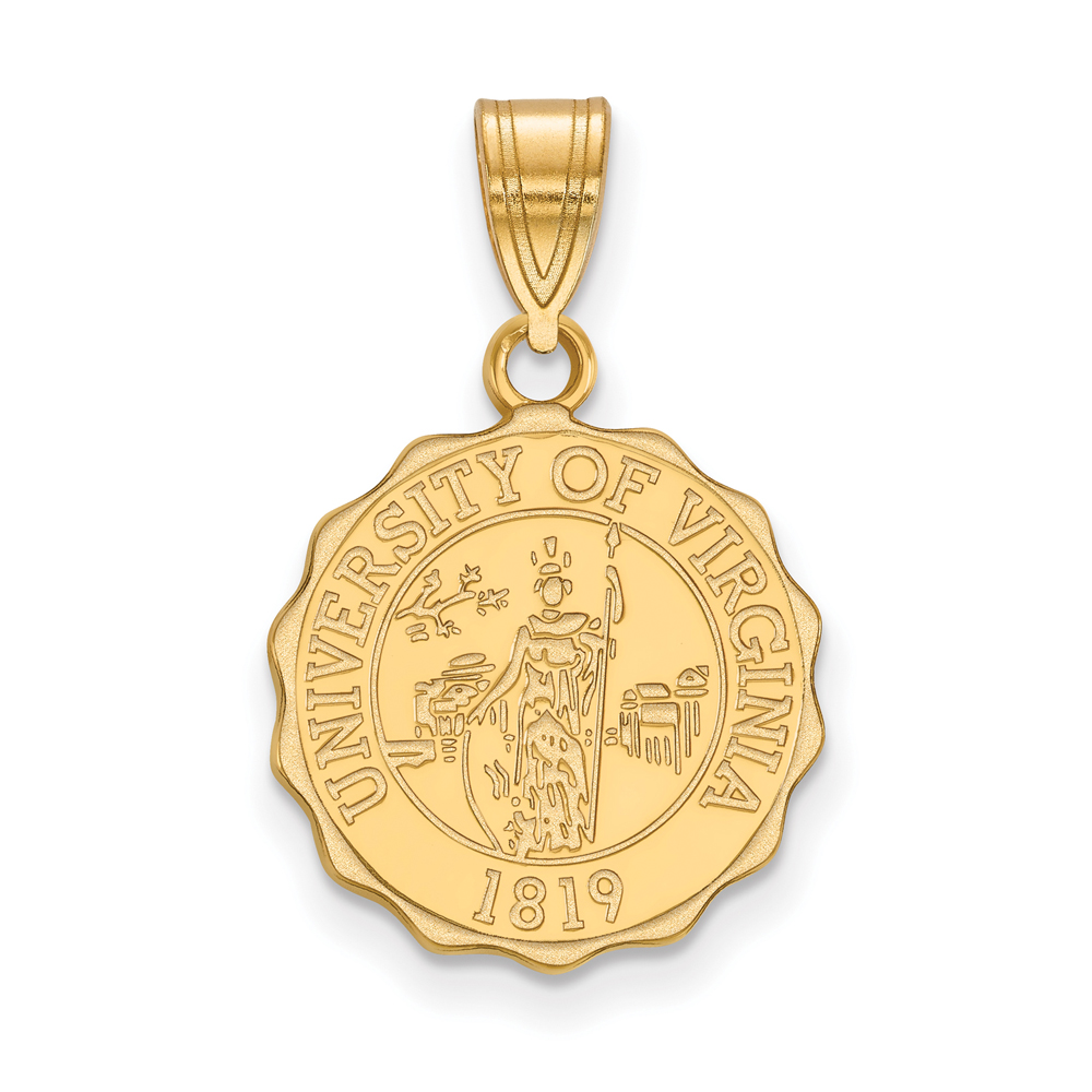 14k Gold Plated Silver U. of Virginia Crest Disc Pendant