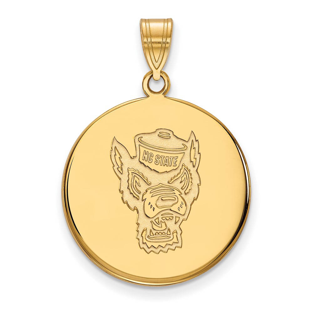 14k Gold Plated Silver North Carolina State Mascot Disc Pendant