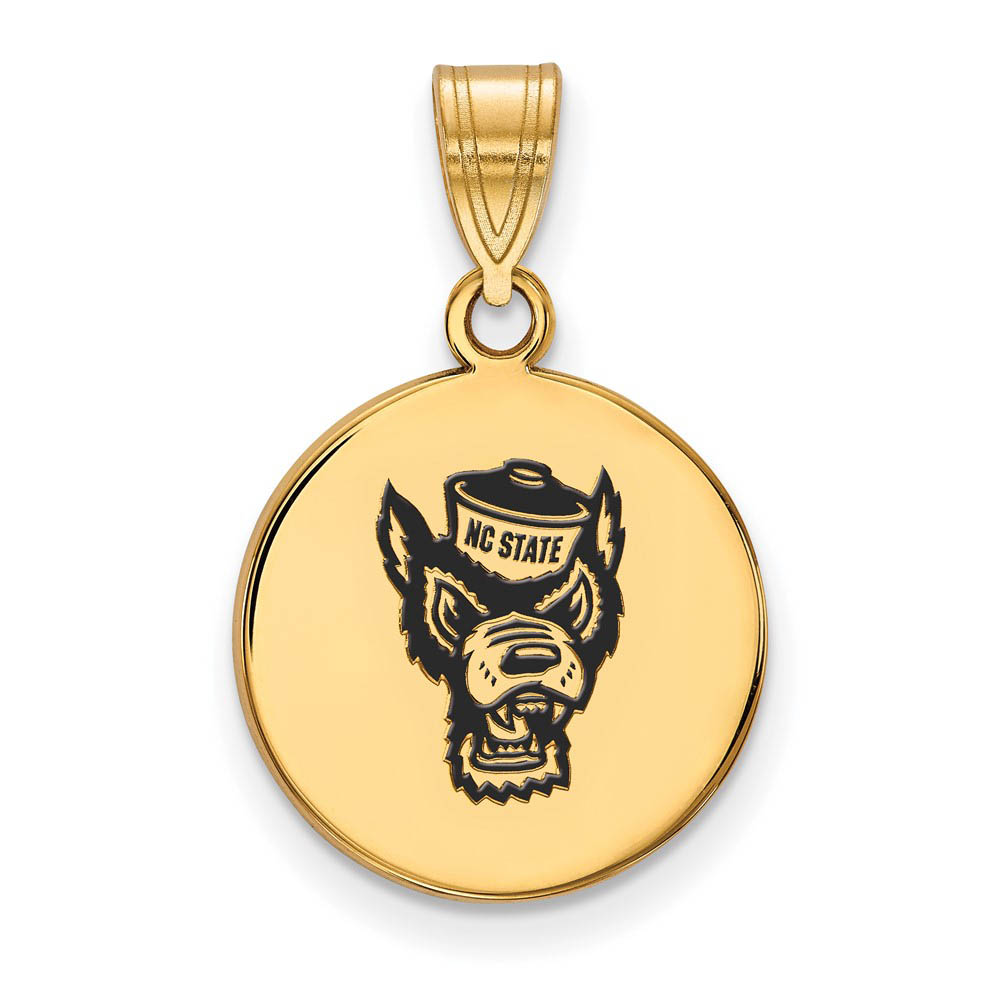 14k Gold Plated Silver North Carolina State Med Enamel Disc Pendant