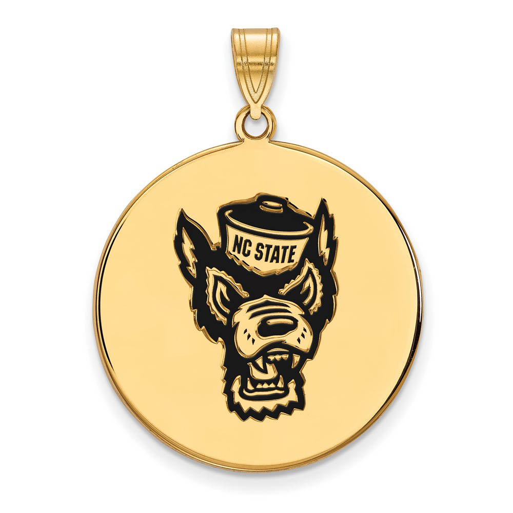 14k Gold Plated Silver North Carolina State Enamel Disc Pendant