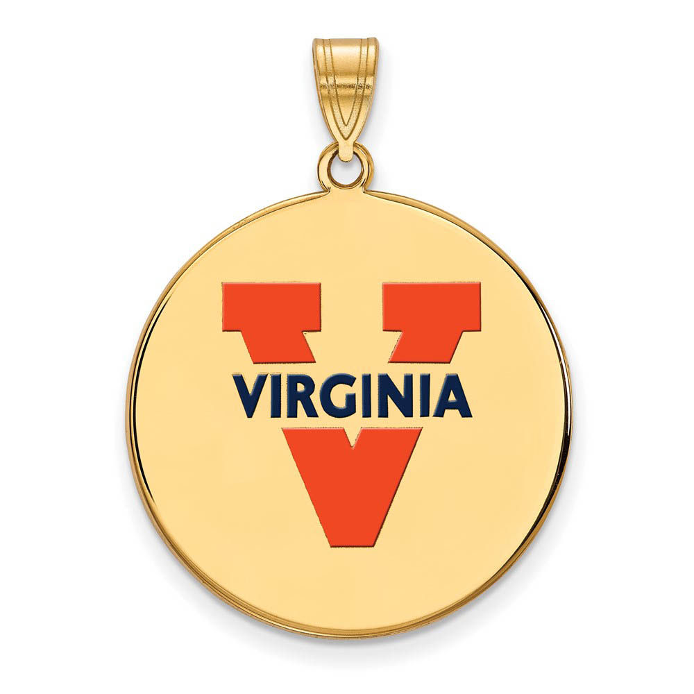 14k Gold Plated Silver U. of Virginia Enamel 'V' Logo Disc Pendant
