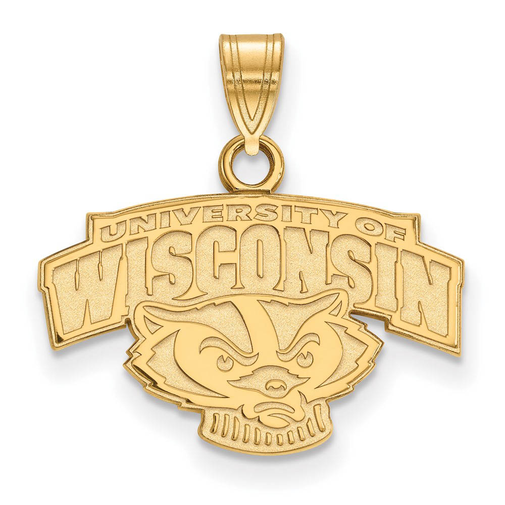 14k Gold Plated Silver U. of Wisconsin Mascot Logo Pendant