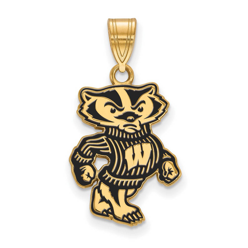 14k Gold Plated Silver U. of Wisconsin Badgers Enamel Pendant
