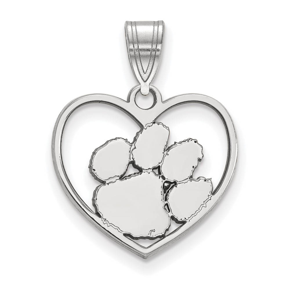 Sterling Silver Clemson U Heart Pendant