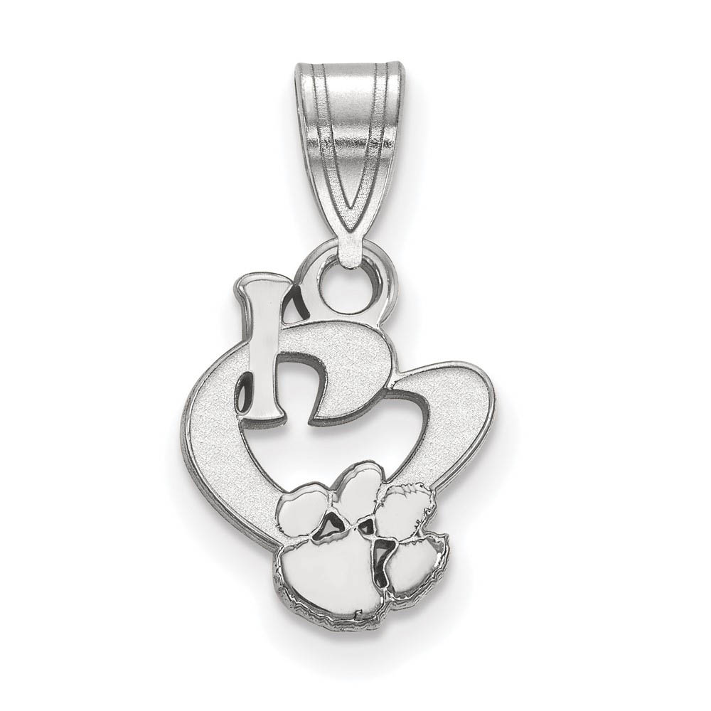 Sterling Silver Clemson U I Love Logo Pendant
