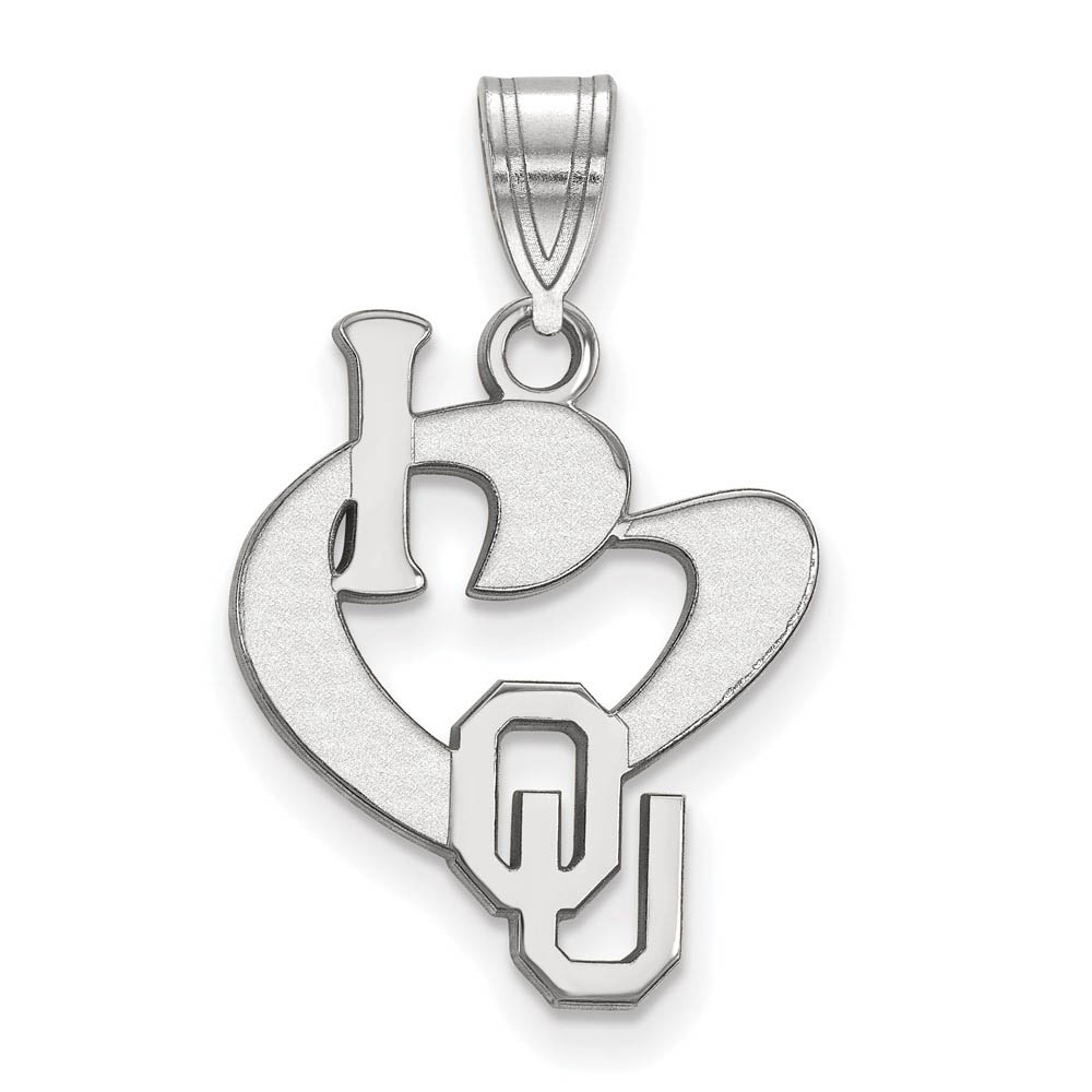 Sterling Silver U. of Oklahoma I Love Logo Pendant