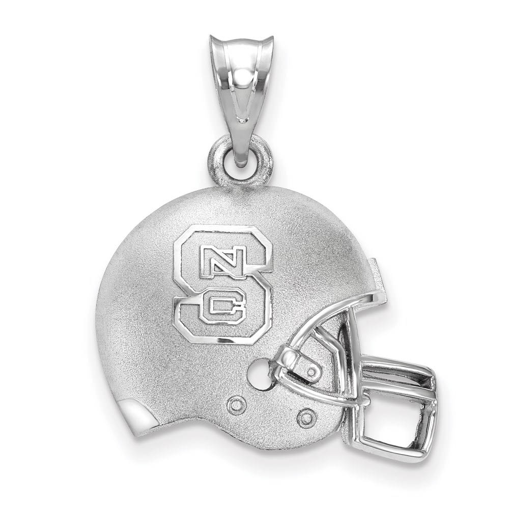 Sterling Silver North Carolina State 3D Football Helmet w Logo Pendant
