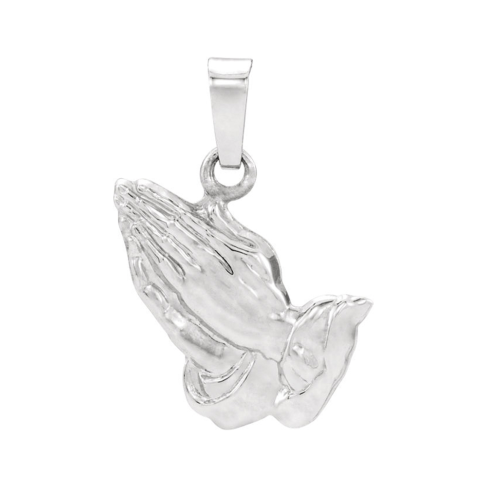 Sterling Silver Praying Hands Pendant, 16mm