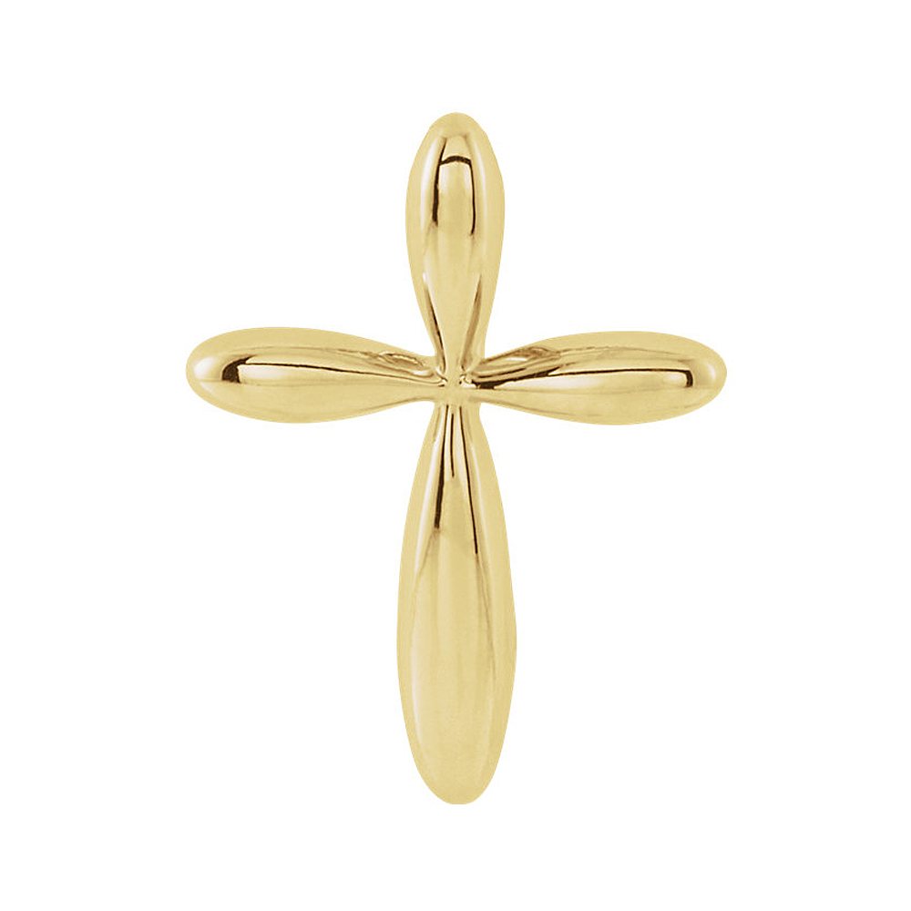 14k Yellow Gold Rounded Cross Slide Pendant, 11 x 15mm